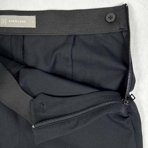 Everlane The Side-Zip Black Flat Front  Cotton Stretch Ankle Crop Pants Women 4 - Picture 6 of 9